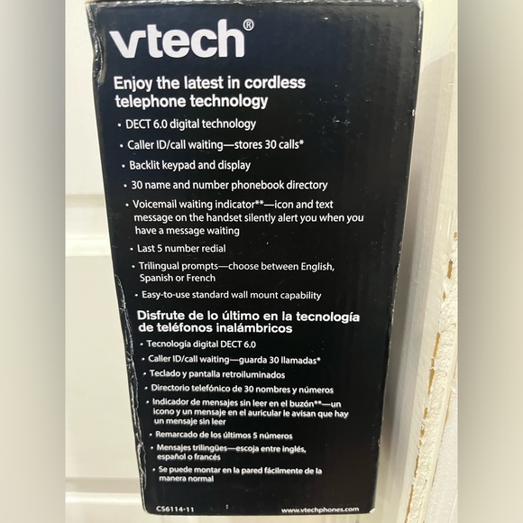 VTech CS6114 DECT 6.0 Cordless Phone with Caller ID/Call Waiting (BLACK) NEW - Picture 5 of 6